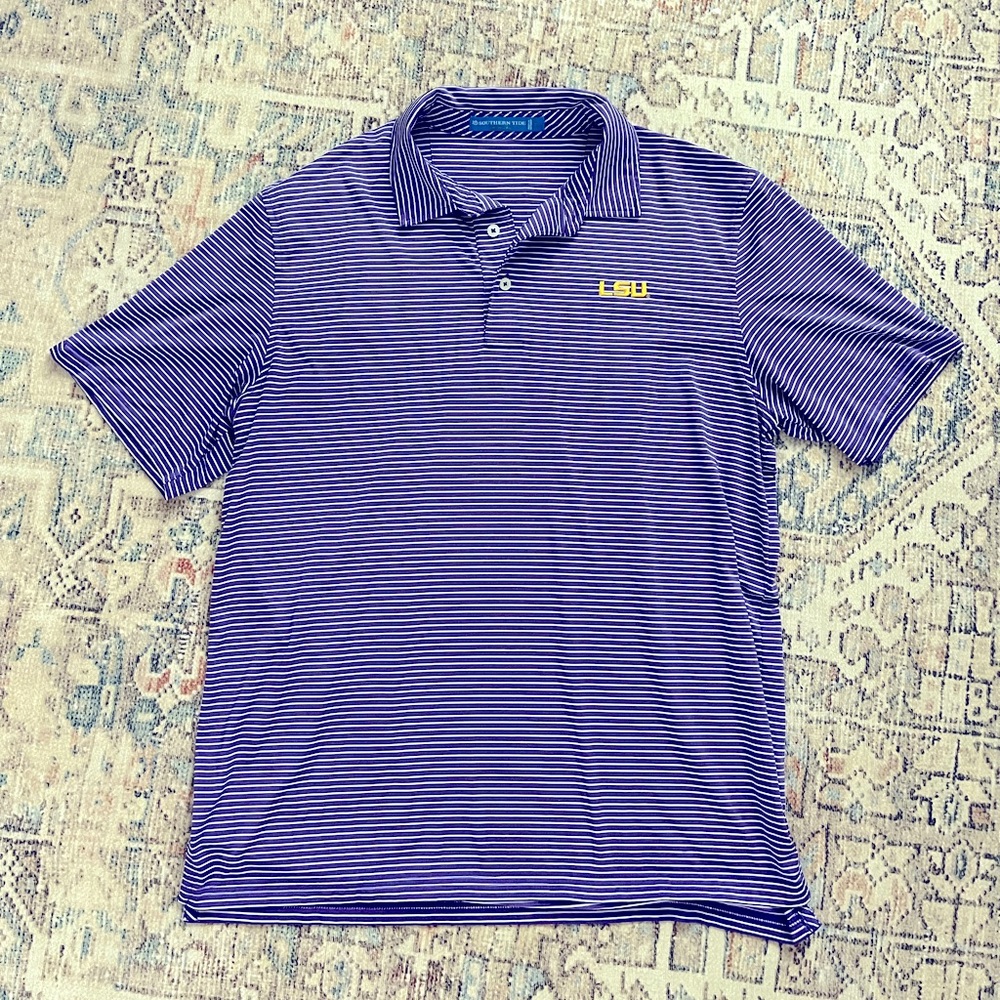 Men’s Southern Tide LSU Athletic Polo Short Sleeve Shirt Size L